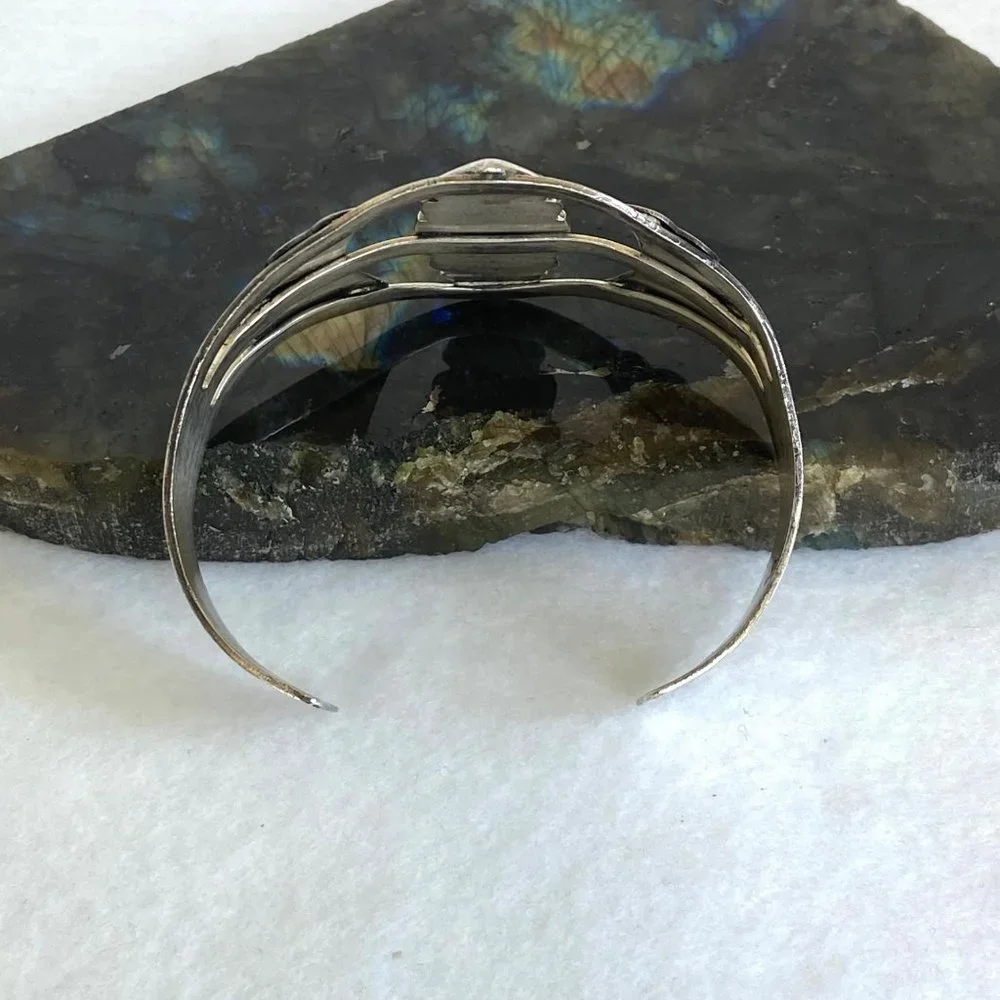 VTG Bell Trading Sterling Silver 925 Southwest Turquoise Wide Band Cuff Bracelet - Picture 7 of 16